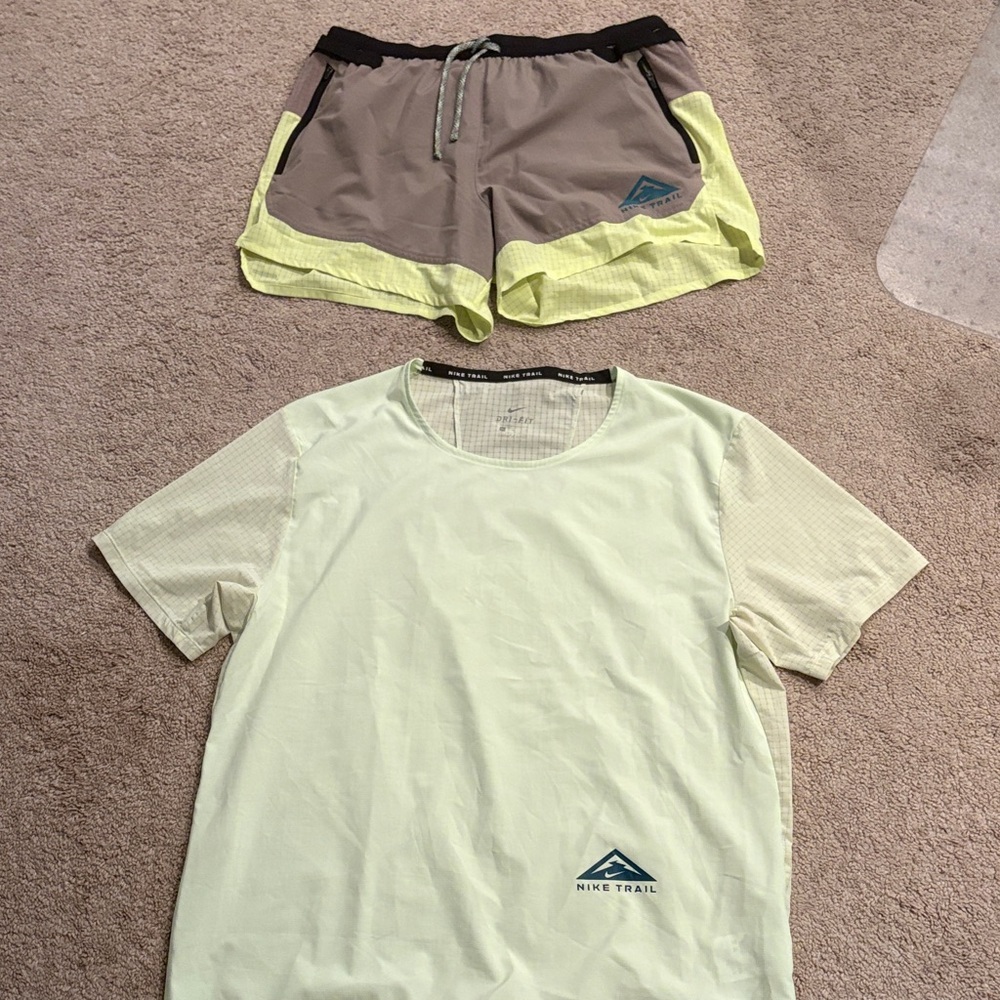 Nike Trail Men's Running Shorts and Top - Grey and Yellow